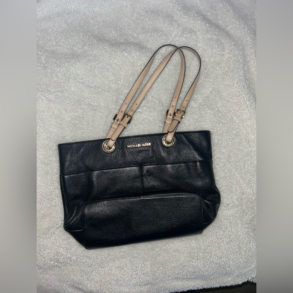 Michael Kors Black and Tan Leather Tote